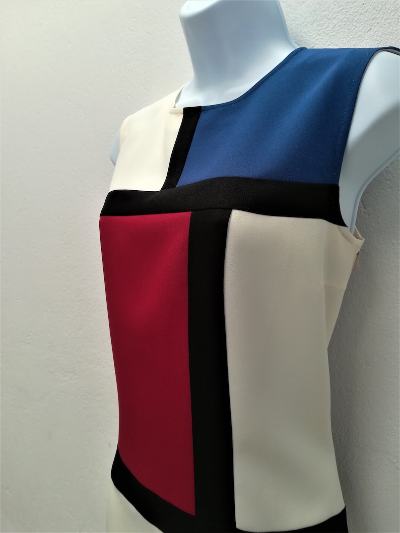 Mondrian dress, Mod designer dress, made to measure dress, iconic dress, 1960s dress, shift dress, 60s mini dress, pop art dress image 3