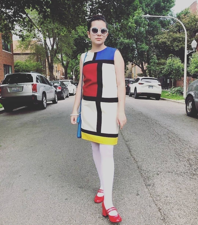 Mondrian dress, Mod designer dress, made to measure dress, iconic dress, 1960s dress, shift dress, 60s mini dress, pop art dress image 1