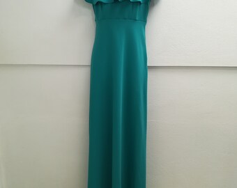 70s Cape Maxi Dress, Emerald Long Dress, 60s Maxi Dress, Graduation Dress,  Bridesmaid Dress - Etsy