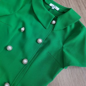 Megan inspired green dress, 60s Dress, Megan green Dress, secretary dress, Mod Shift dress, 60s mini dress, A line dress, 1960s dress image 5