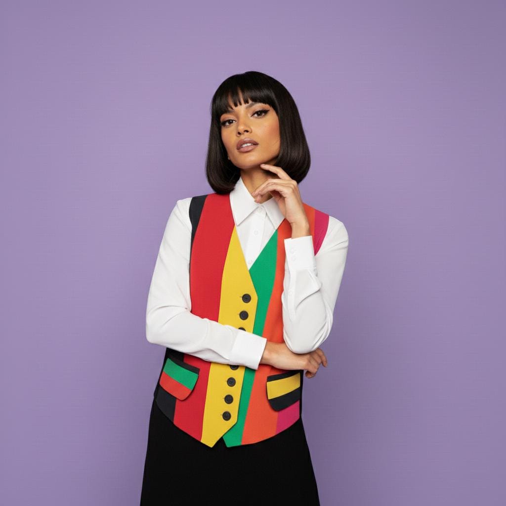 Nanny Inspired Vest, Iconic Multicolor Vest, Iconic Vest, 1990s