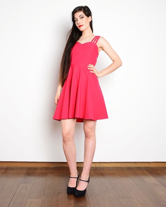 60s Pink Dress, Summer Dress, Mod Dress, Wiggle Dress, Heart Shapped Dress