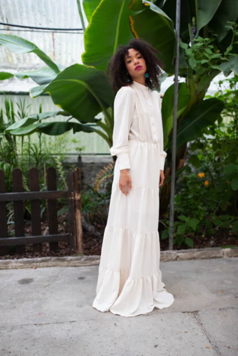 white 70s dress Frederick's Mesh Halter | M See full product for more info. Vintage 60s 70s Wedding Gown