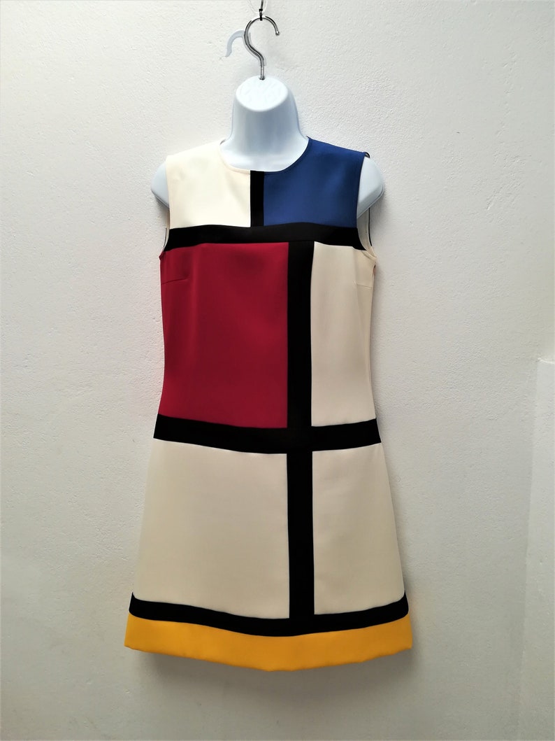 Mondrian dress, Mod designer dress, made to measure dress, iconic dress, 1960s dress, shift dress, 60s mini dress, pop art dress image 2