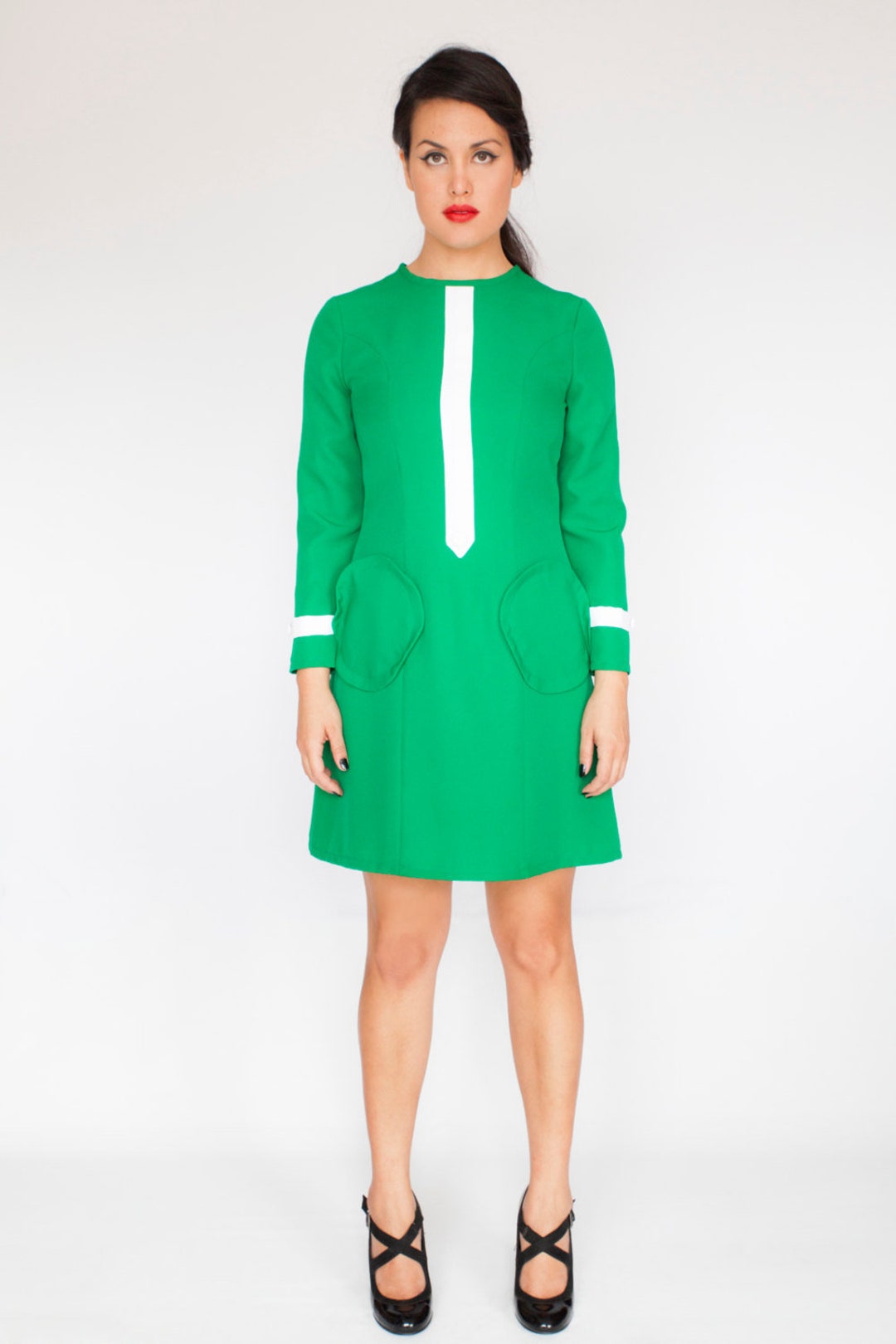 Green A Line Scooter Dress Retro 60s Mod Custom Made Etsy