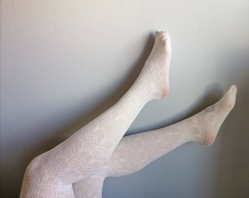 White Tights Cream Lace Tights Skinheadgirl Etsy