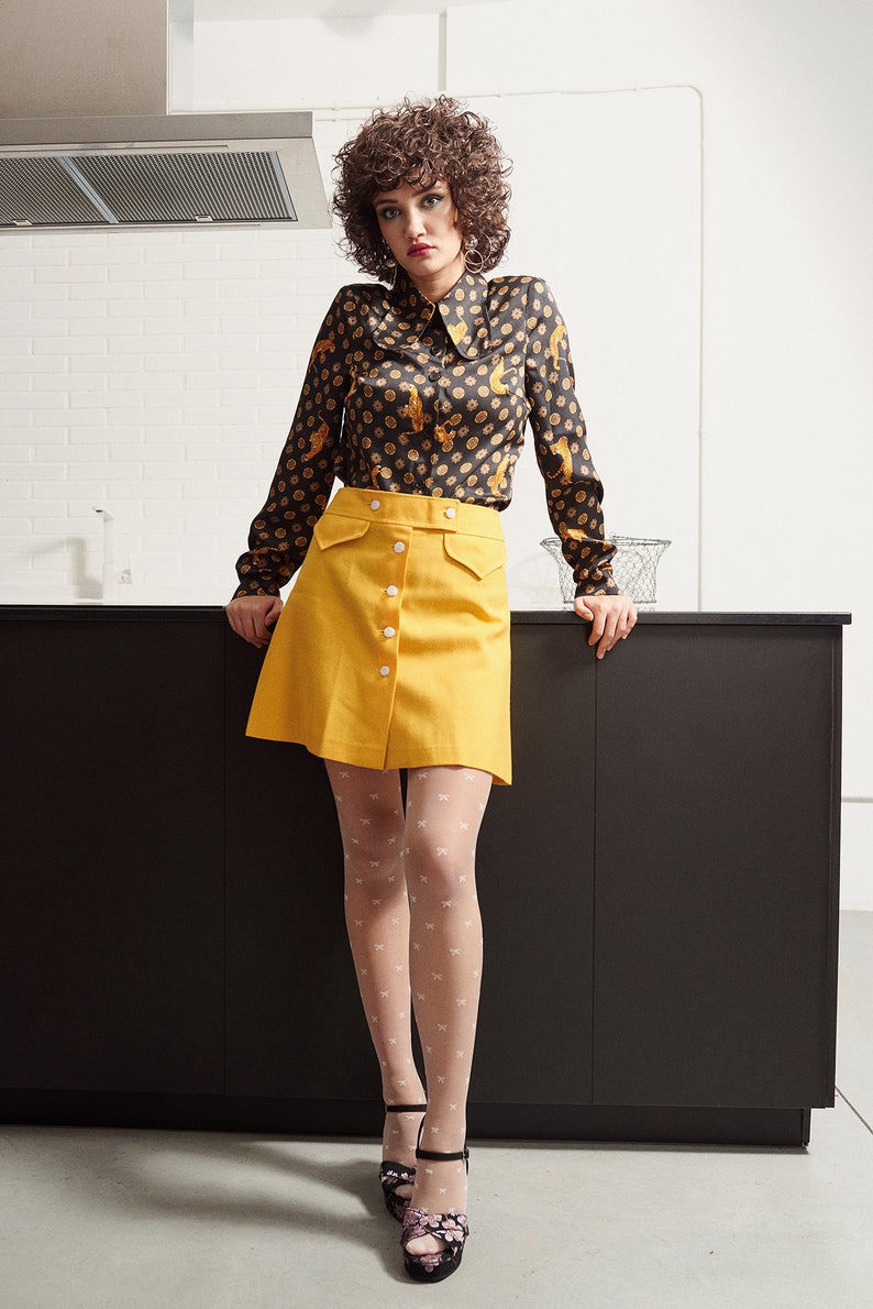 60s yellow skirt 1960s mini skirt retro skirt Etsy