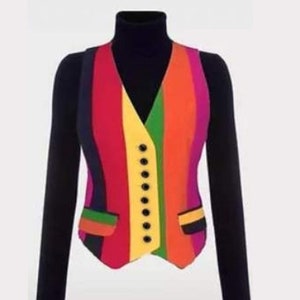 Nanny inspired vest, iconic multicolor vest, iconic vest, 1990s vest, pop art vest, fran vest, fashion icon image 1