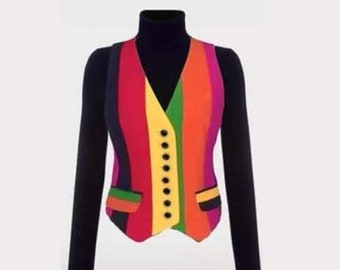 Nanny inspired vest, iconic multicolor vest, iconic vest, 1990s vest, pop art vest, fran vest, fashion icon