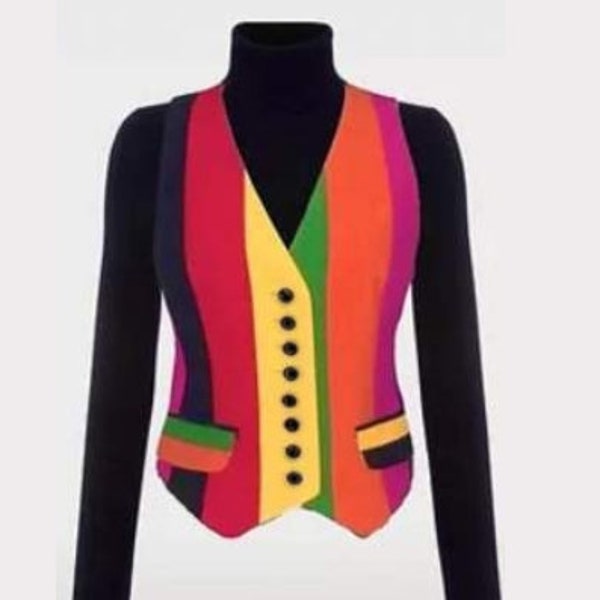 Nanny inspired vest, iconic multicolor vest, iconic vest, 1990s vest, pop art vest, fran vest, fashion icon