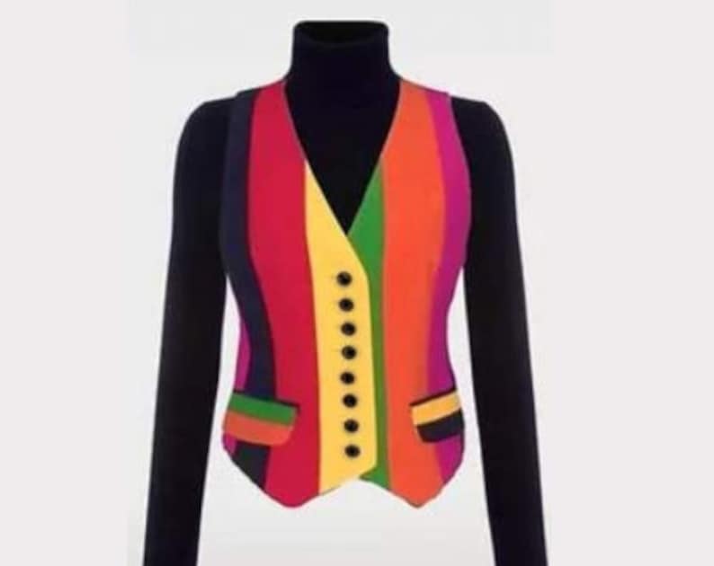 Nanny inspired vest, iconic multicolor vest, iconic vest, 1990s vest, pop art vest, fran vest, fashion icon image 1