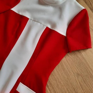 60s red dres, Mod dress, red mini dress, white collar dress, 60s shift dress, mod red dress, custom dress image 4