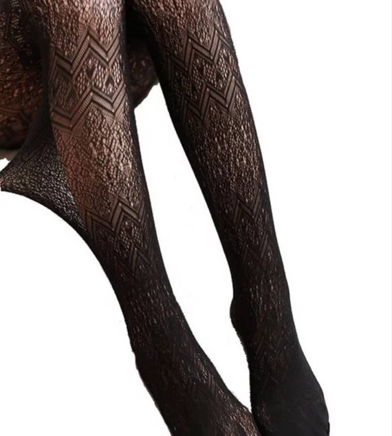 Black Lace Tights 70s Retro 60s 