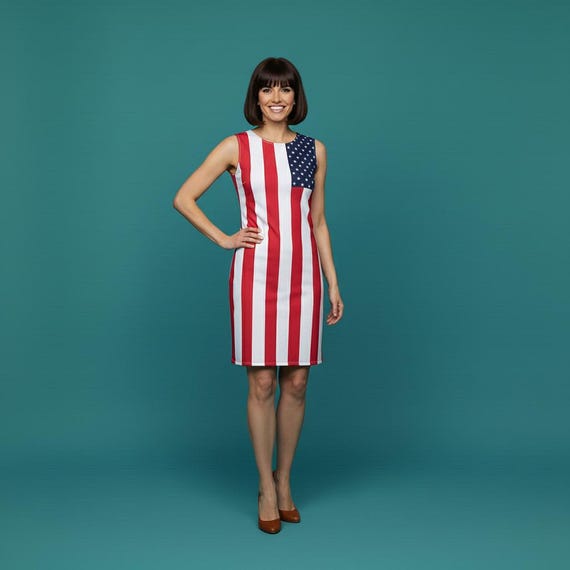 American Flag Dress, 4th July Dress, 60s Dress, Mod Dress, Mod Shift Dress,  Fran Fine Inspired Dress, the Nanny Inspired Dress, Mini Dress