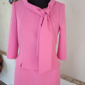 Ready to ship Size S, Elle inspired suit, Mod skirt and jacket set, pink mod set, Jackie 60s mod skirt and jacket image 5