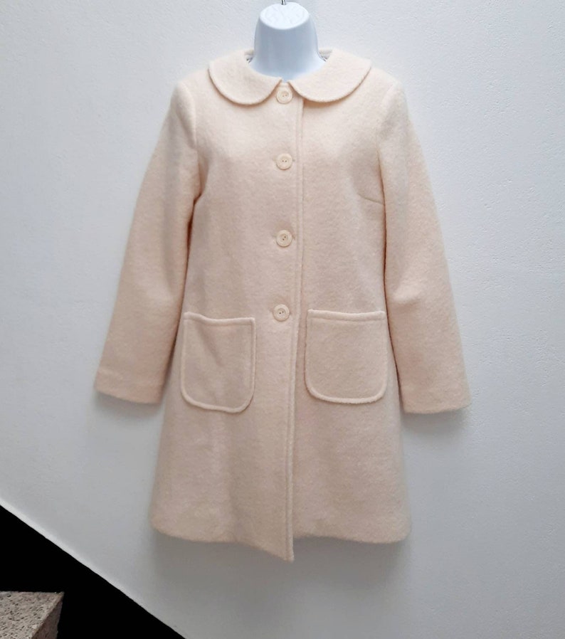 Audrey inspired coat, 60s white Coat, Wedding coat, Mod 60s coat, wool coat, winter coat, retro coat, made to measure image 5