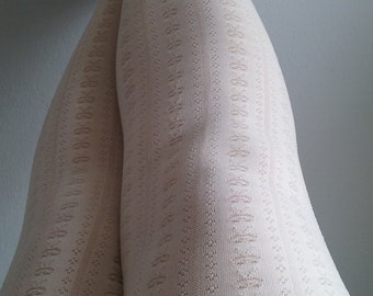 White Cream Tights stockings pantyhose suededead