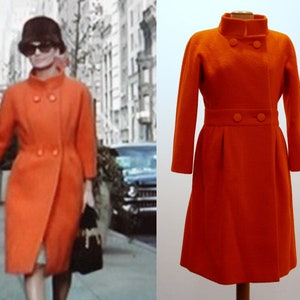 Ready to ship Size L Audrey inspired coat, breakfast at Orange Coat, Mod 60s coat, mouflon coat, winter coat image 1