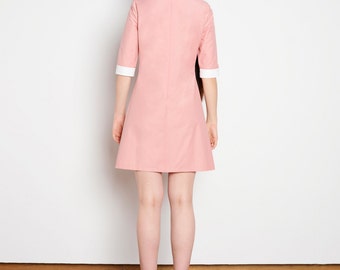 60s Pink Dress Peter Pan Collar Dress 