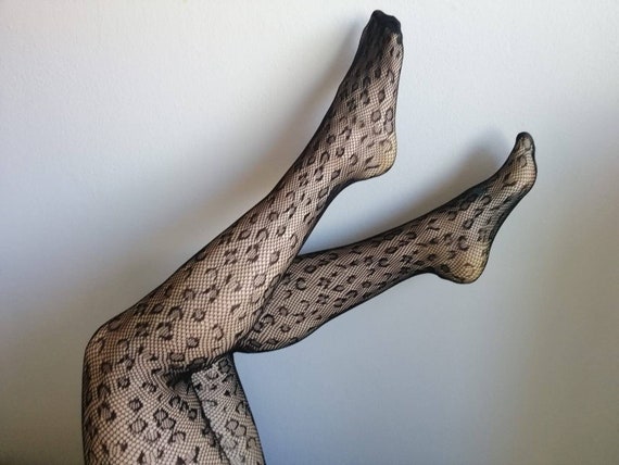 Black Tights Fishnet Stockings Leopard Lace Pantyhose 