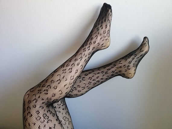 Black Tights Fishnet Stockings Leopard Lace Pantyhose 