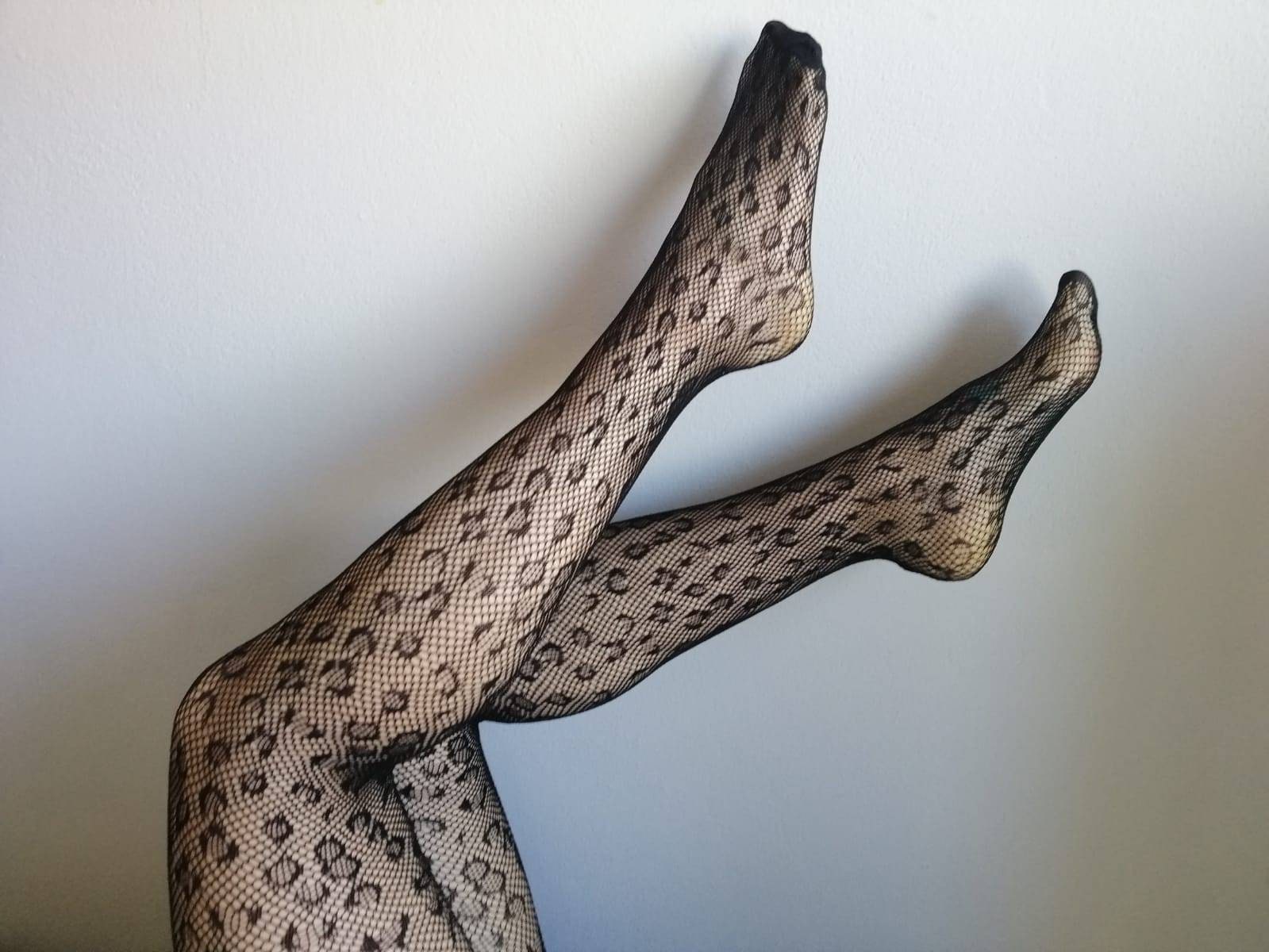 Black Tights Fishnet Stockings Leopard Lace Pantyhose Suedehead Etsy