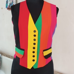 Nanny inspired vest, iconic multicolor vest, iconic vest, 1990s vest, pop art vest, fran vest, fashion icon image 2