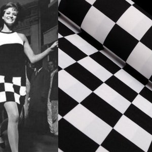 60s dress, Mod race dress, 1960s dress, Checked dress, 60s mini dress, pop art dress, black and white dress, go go dress
