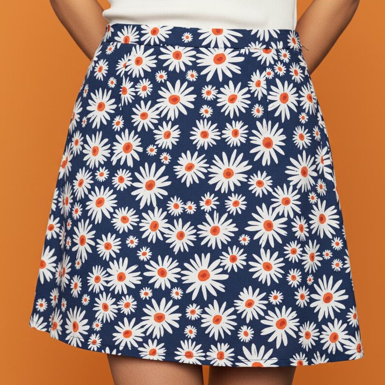 60s floral skirt, 60s skirt, 1970s mini skirt, retro skirt, skirt with daisies image 2