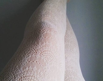 White Cream Tights Skinheadgirl stockings pantyhose suededead