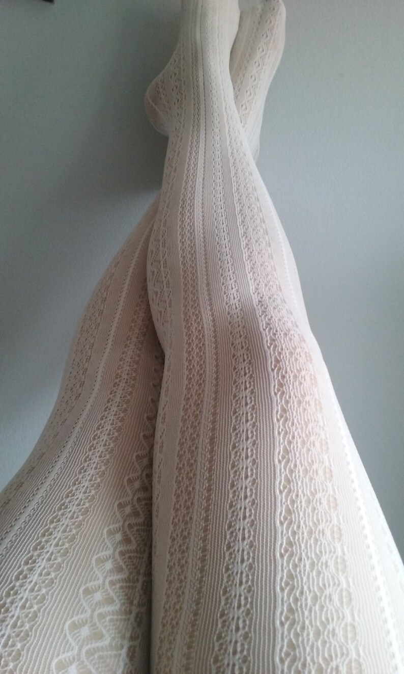 White bride Cream Tights wedding stockings lace pantyhose suededead
