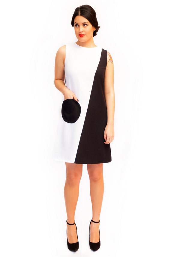 1960s black and white dress