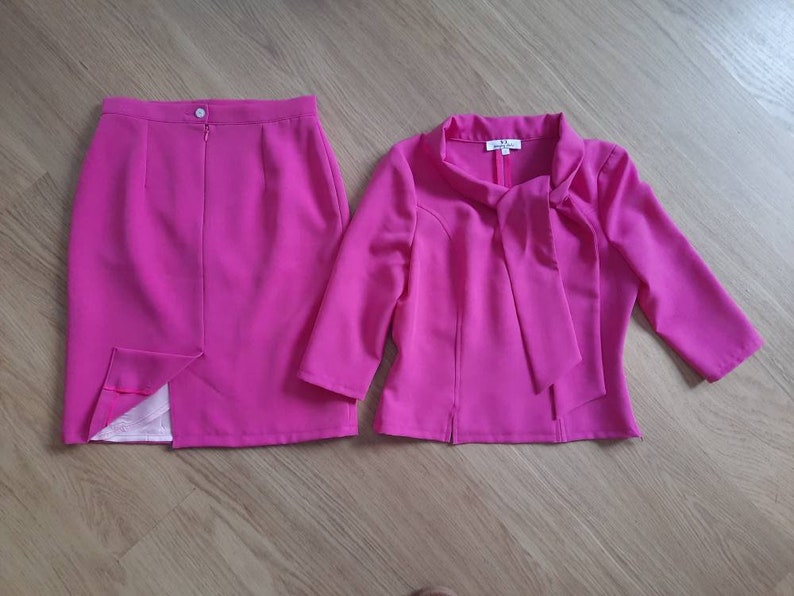 Ready to ship Size S, Elle inspired suit, Mod skirt and jacket set, pink mod set, Jackie 60s mod skirt and jacket image 4