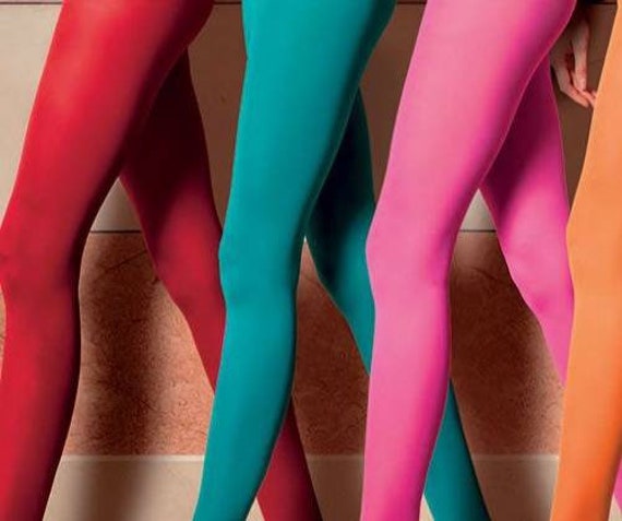 Color Tights, Pantyhose, Purple or Orange or Pink or Blue or Red