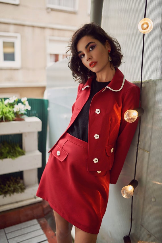 Red jacket and store skirt set