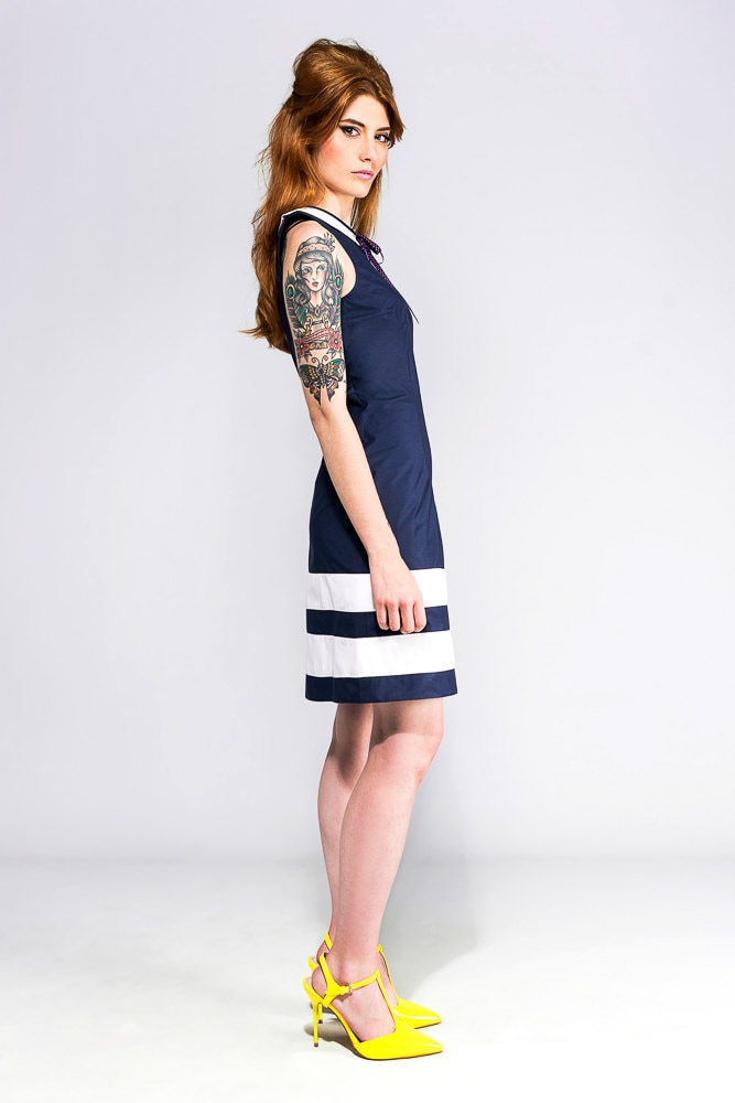 white christmas dresses Breton Stripe Form Fitting Dress | Propriano II | Anti-UV main image 1