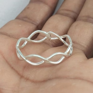 Solid 925 Silver Flower Ring, Sterling Silver Floral Band, Christmas Gift, Wedding Band, Stacking Ring, Handmade Jewelry Gift For Her