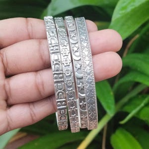 925 Sterling Silver, 4 Set of Bangles, Gift For Women&#39;s, Gift for mom, Handmade Bangles, Christmas Gift, Valentine&#39;s Gifts