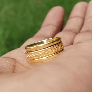 Gold Plated Silver Spinner Ring: Boho Anxiety Relief Jewelry