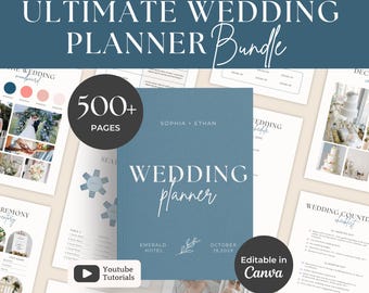 Stress-Free 500+ Page Wedding Planner Bundle, Wedding Binder, Wedding Planner Book, Printable Wedding Planner, Digital Wedding Planner