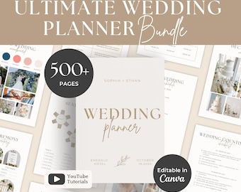 Stress-Free 500+ Page Wedding Planner Bundle, Wedding Binder, Wedding Planner Book, Printable Wedding Planner, Digital Wedding Planner