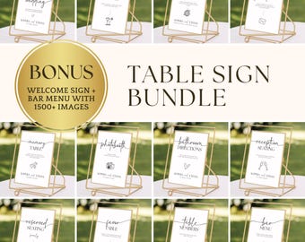 Boho Wedding Sign Bundle, Rustic Wedding Table Decor, Wedding Sign Bundle Canva, Signs for Wedding, Editable Sign Bundle, Wedding Sign Canva