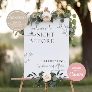 Rehearsal Dinner Welcome Sign, Wedding Rehearsal Sign, The Night Before Sign, Welcome Signage, Rehearsal Party Sign, Custom Welcome Sign