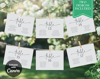 Table Seating Chart Template, Wedding Table Number, Minimalist Seating Chart Cards, Wedding Table Names, Wedding Place Cards, Seating Plan