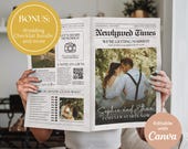 Newspaper Wedding Program, Editable Wedding Template, Newlywed Times, Wedding Newspaper Template, Wedding Program Template, Wedding Programs