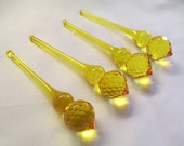 4 YELLOW Chandelier Crystals Prisms - SET of F0UR 100mm Yellow Faceted Drop Crystals - Faceted Crystal Drops Ornaments - LIMITED Supply