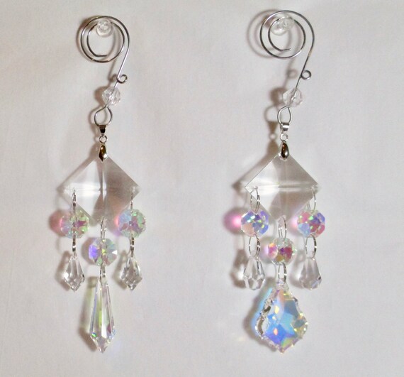 Crystal Ornament Sun Catcher Asfour Clear and AB Crystal Rear - Etsy