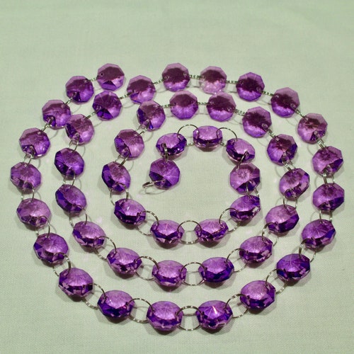 Foiled Purple Crystals One Yard of Metallic Violet Chandelier Crystal Garland