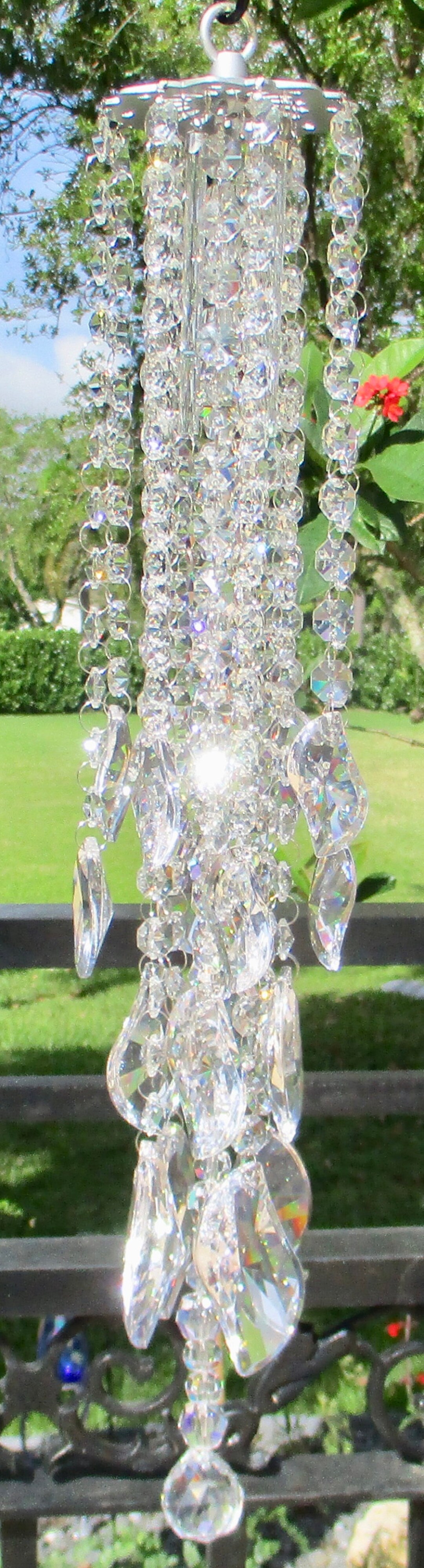 Crystal Wind Chime Crystal Clear Crystals Windchime Sun Etsy