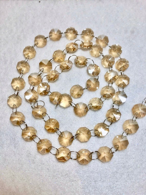 Handmade 1Meter Champagne Lamp Chain Garland for Chandelier Octagon Beads 18mm 